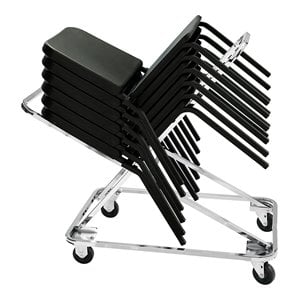 Pemberly Row 4-Caster Modern Steel Metal Dolly for Chairs in Chrome