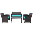 Pemberly Row 8 Pieces Rattan Patio Furniture Set with Cushion in Turquoise/Brown