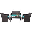 Pemberly Row 8 Pieces Rattan Patio Furniture Set with Cushion in Turquoise/Brown