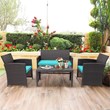 Pemberly Row 8 Pieces Rattan Patio Furniture Set with Cushion in Turquoise/Brown