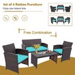Pemberly Row 8 Pieces Rattan Patio Furniture Set with Cushion in Turquoise/Brown