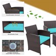 Pemberly Row 8 Pieces Rattan Patio Furniture Set with Cushion in Turquoise/Brown