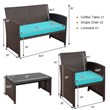 Pemberly Row 8 Pieces Rattan Patio Furniture Set with Cushion in Turquoise/Brown