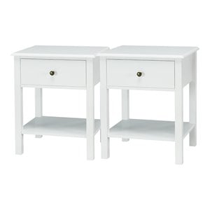 Pemberly Row Contemporary MDF Wood Nightstands in White (Set of 2)