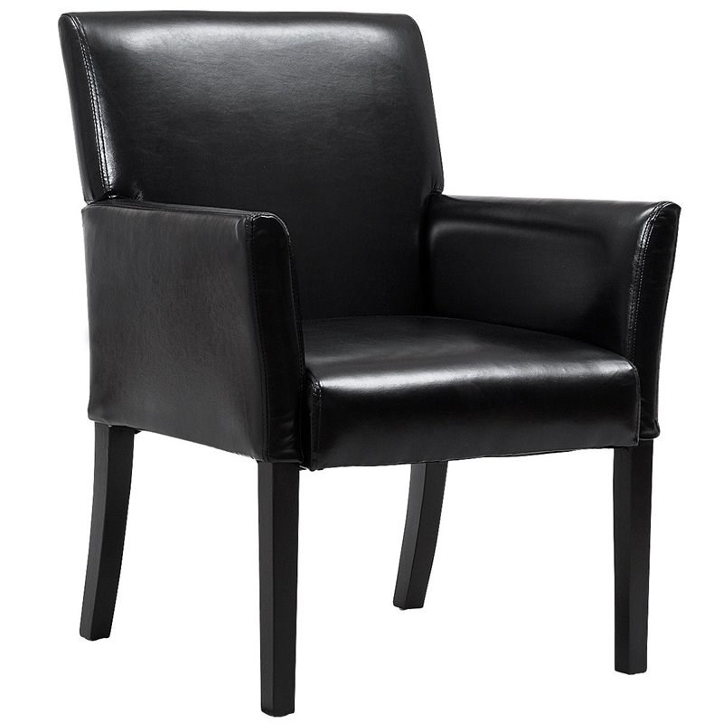 Pemberly Row Guest & Reception Chairs w/ Wood Leg in Black (Set of 2)