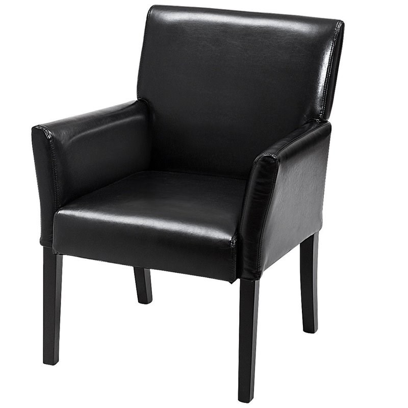 Pemberly Row Guest & Reception Chairs w/ Wood Leg in Black (Set of 2)