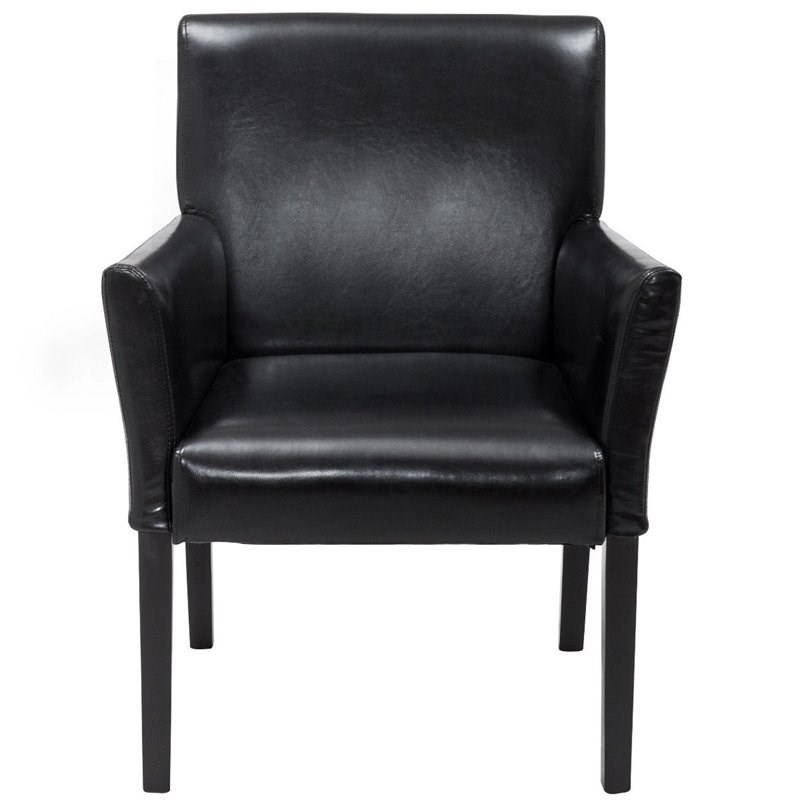Pemberly Row Guest & Reception Chairs w/ Wood Leg in Black (Set of 2)