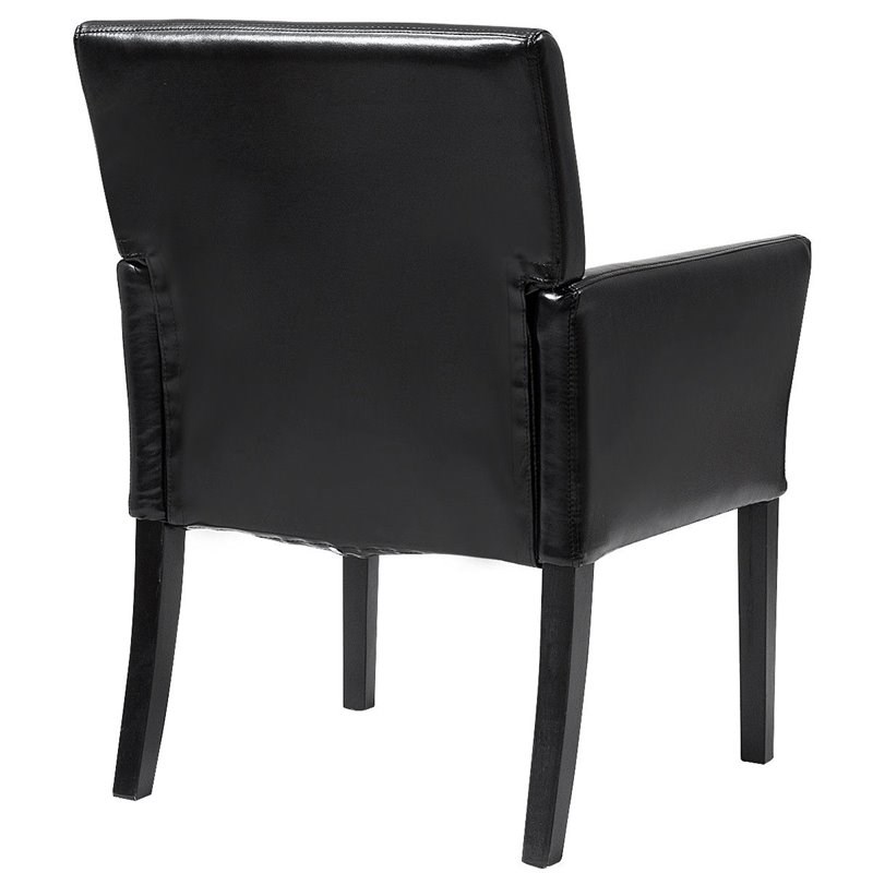 Pemberly Row Guest & Reception Chairs w/ Wood Leg in Black (Set of 2)