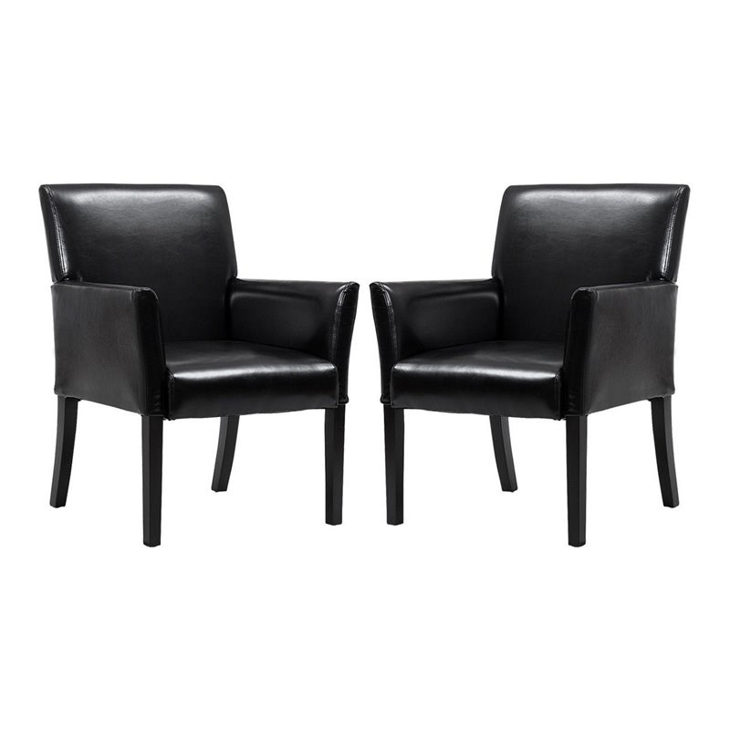 Pemberly Row Guest & Reception Chairs w/ Wood Leg in Black (Set of 2)