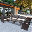 Pemberly Row 8 Pieces Rattan Patio Furniture Set with Cushion in White/Brown