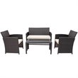 Pemberly Row 8 Pieces Rattan Patio Furniture Set with Cushion in White/Brown
