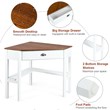 Pemberly Row Contemporary Pine and MDF Corner Computer Desk in Natural/White