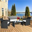Pemberly Row 4Pcs Wicker Patio Furniture Conversation Set in Black (Set of 4)