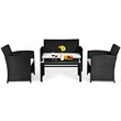 Pemberly Row 4Pcs Wicker Patio Furniture Conversation Set in Black (Set of 4)