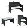 Pemberly Row 4Pcs Wicker Patio Furniture Conversation Set in Black (Set of 4)