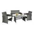 Pemberly Row 4 Pieces Patio Furniture Set with Cushion Seat in Mix Gray
