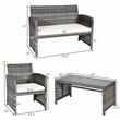 Pemberly Row 4 Pieces Wicker Patio Furniture Set with Cushion Seat in Mix Gray