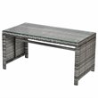 Pemberly Row 4 Pieces Wicker Patio Furniture Set with Cushion Seat in Mix Gray