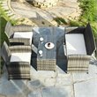 Pemberly Row 4 Pieces Wicker Patio Furniture Set with Cushion Seat in Mix Gray