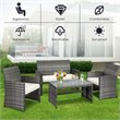 Pemberly Row 4 Pieces Wicker Patio Furniture Set with Cushion Seat in Mix Gray