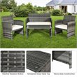 Pemberly Row 4 Pieces Wicker Patio Furniture Set with Cushion Seat in Mix Gray