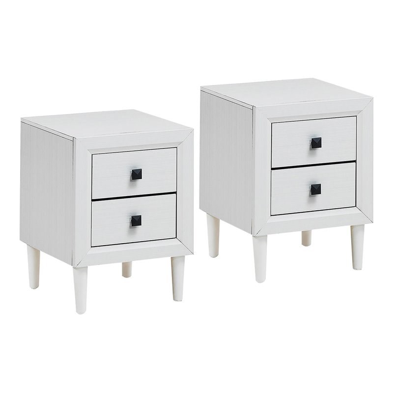 Pemberly Row Contemporary Engineered Wood Nightstands in White (Set of 2)