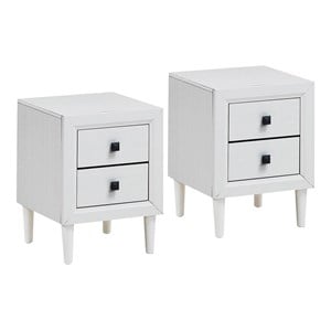 Pemberly Row Contemporary Engineered Wood Nightstands in White (Set of 2)
