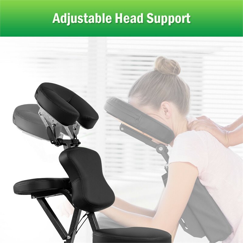 Pemberly Row Travel Massage Tattoo Spa Chair w/ Carrying Bag in Black