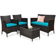 Pemberly Row 8 Pcs Rattan & Fabric Patio Furniture Set with Cushion in Turquoise