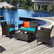 Pemberly Row 8 Pcs Rattan & Fabric Patio Furniture Set with Cushion in Turquoise