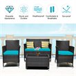 Pemberly Row 8 Pcs Rattan & Fabric Patio Furniture Set with Cushion in Turquoise
