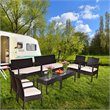 Pemberly Row 8 Pieces Patio Conversation Furniture Set with Cushion in Black