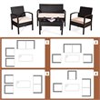 Pemberly Row 8 Pieces Patio Conversation Furniture Set with Cushion in Black