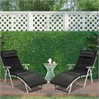 Pemberly Row 2 Pieces Outdoor Folding Chaise Lounge Chair with Cushion in Black