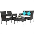 Pemberly Row 8 Pcs Rattan and Fabric Patio Furniture Set with Cushion in White