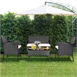 Pemberly Row 8 Pcs Rattan and Fabric Patio Furniture Set with Cushion in White