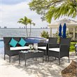 Pemberly Row 8 Pcs Rattan and Fabric Patio Furniture Set with Cushion in White