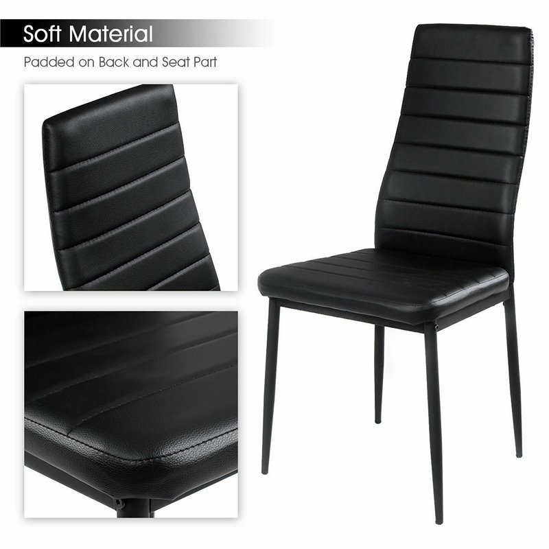 Pemberly Row 5 Pieces Metal Dining Set with Table and 4 Chairs in Black
