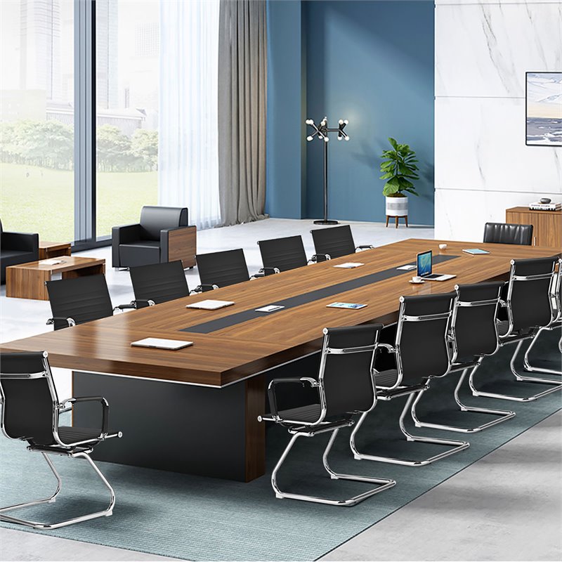 Pemberly Row Contemporary Polyurethane Office Chairs in Black (Set of 4)