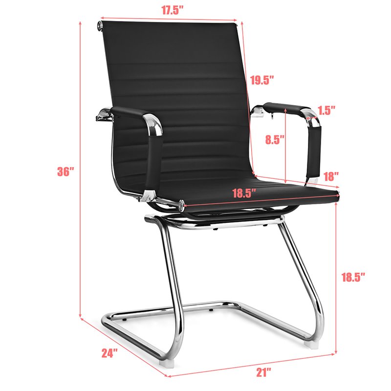 Pemberly Row Contemporary Polyurethane Office Chairs in Black (Set of 4)