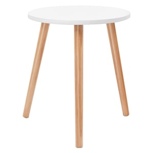 Pemberly Row Contemporary MDF and Beech Wood Coffee Tea Side Sofa Table in White