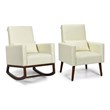 Pemberly Row Upholstered Rocking Chair with Pillow in Beige (Set of 2 Dual-use)