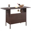 Pemberly Row Rattan Outdoor Patio Bar Counter Table Shelves in Brown