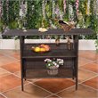 Pemberly Row Rattan Outdoor Patio Bar Counter Table Shelves in Brown