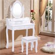 Pemberly Row Pine Wood Vanity Table Set with Dressing Table and Stool in White