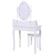 Pemberly Row Pine Wood Vanity Table Set with Dressing Table and Stool in White
