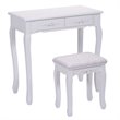 Pemberly Row Pine Wood Vanity Table Set with Dressing Table and Stool in White