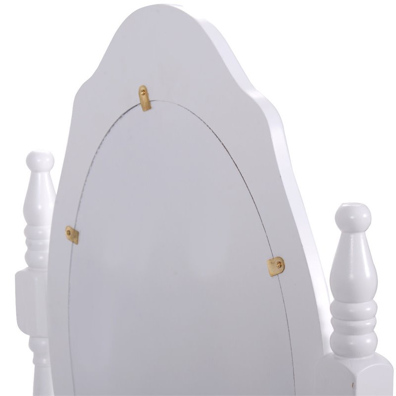 Pemberly Row Pine Wood Vanity Table Set with Dressing Table and Stool in White