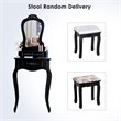 Pemberly Row Pine Wood Vanity Table Set with 3 Storage Drawers in Black