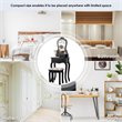 Pemberly Row Pine Wood Vanity Table Set with 3 Storage Drawers in Black